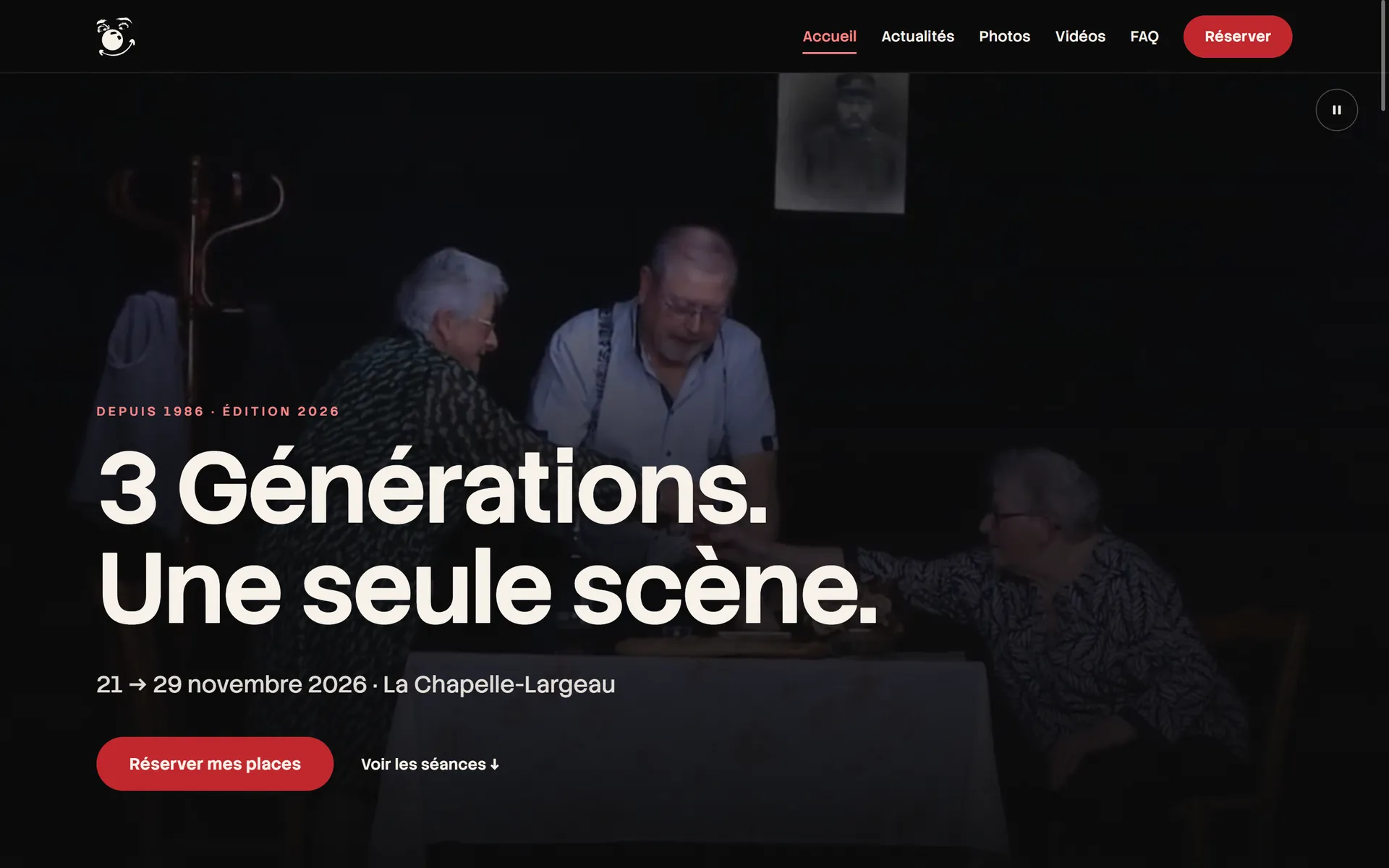 Page d'accueil du site La CLAC : « 3 Générations. Une seule scène. », édition 2026 à La Chapelle-Largeau